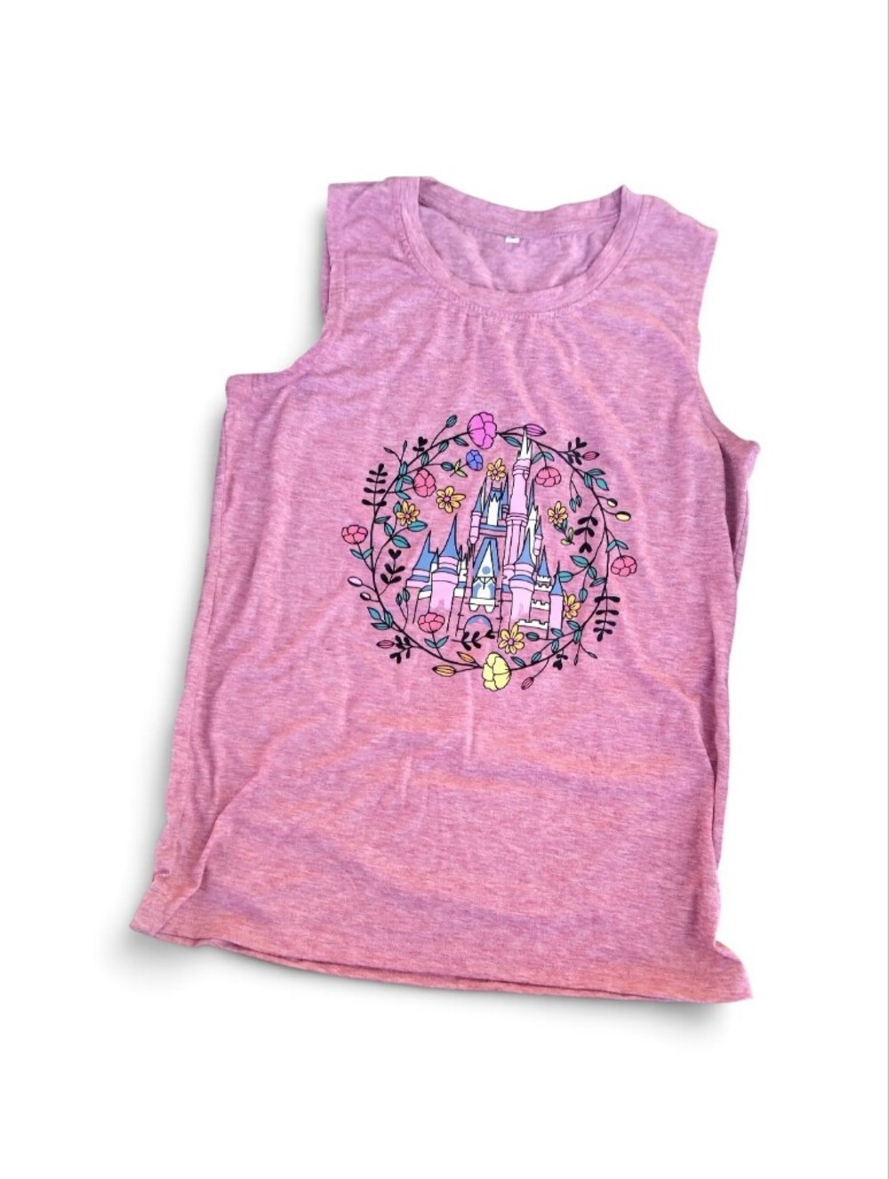 Womens Pink Castle Graphic Muscle Tank Size Medium